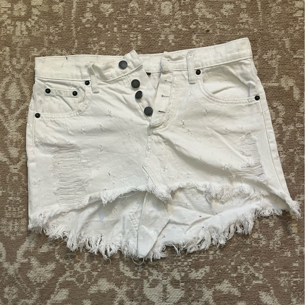White Carmar Denim skirt with “destroyed” denim size 25 LIKE NEW